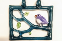 Birdie on a Branch Framed Pendant